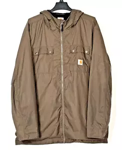 Giacca a vento uomo CARHARTT Rain Defender marrone verdastro full zip con cappuccio - 3XL - Foto 1 di 7
