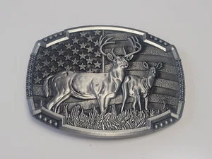 Oxidized Silver Finish Deer Buckle - American Hunter Western Buckle - Picture 1 of 2