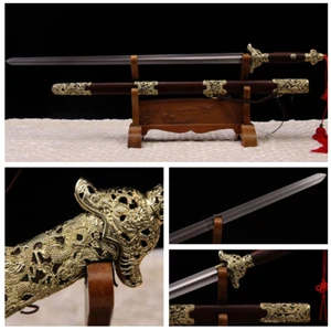 100 % HANDGEMACHTES CHINESISCHES SCHWERT "TAI CHI JIAN" (劍) TOP ZÄHIGKEIT KUPFERBESCHLÄGE - Bild 1 von 8