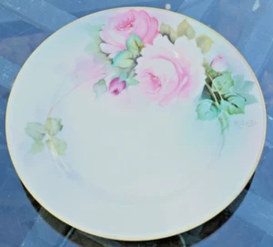 Noritake "M" Hand Painted dessert plate Pink rose Gold trim K. Saito artist - Picture 1 of 6