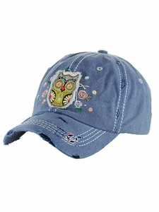 Gorra de béisbol para mujer Ceci® 'Búho' envejecida vintage bordada papá sombrero - Imagen 1 de 20