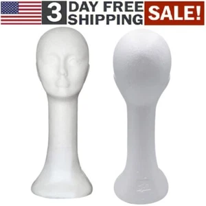 White Female Styro foam Foam Mannequin Head Model Wig Glasses Hat Display Stand - Picture 1 of 8