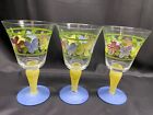 Set of 3 ~ Gibson "HYDRANGEA" Hand Painted Water Goblets ~ 6 7/8" Tall