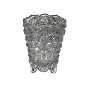 Vintage Clear Glass Daisy & Button 4-Footed Toothpick Holder - Picture 1 of 7