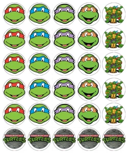 Tartarughe Ninja Mutanti Adolescenti x 30 Topper per Cupcake Cialda Commestibile Carta Torta Fata - Foto 1 di 2