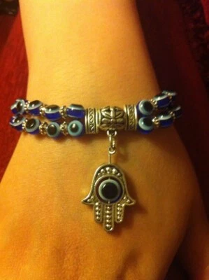  Evil Eye beads Bracelet with Hamsa Hand Handmade #$ - Image 1 of 4