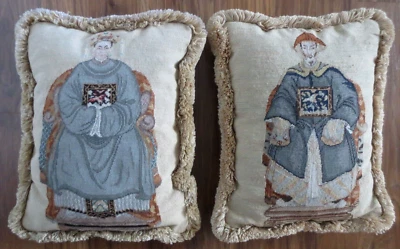 亚洲针绣枕头中国皇帝和皇后羊毛小点东方 Pr — 第 1/4 张图片