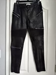 Neu mit Etikett Zara Premier Denim schwarz Reißverschluss Moto Lederoptik mit Reißverschlüssen Größe XS - Bild 1 von 6