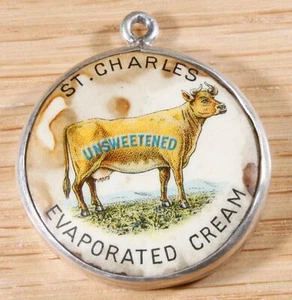 Vintage Sterlingsilber St. Charles Verdampfte Creme Charm Anhänger X592A - Bild 1 von 2