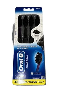 NEW Oral-B Charcoal Toothbrush Whitening Therapy, Soft 4ct - Picture 1 of 2