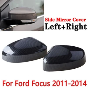 2PC Carbon Fiber Door Side Mirror Cover Trim For Ford Focus MK2 08-11/ MK3 11-14 - Imagen 1 de 10