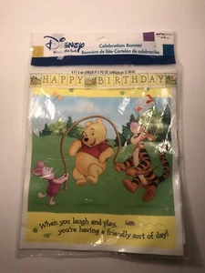 Disney WINNIE THE POOH BIRTHDAY SILLY BEAR 8 Ft Banner Tiger Piglet Hallmark - Picture 1 of 3