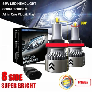 8 Side 110W 30000LM H8 H9 H11 360° Car Canbus LED Headlight Lamp Kit White 6000K - Picture 1 of 12