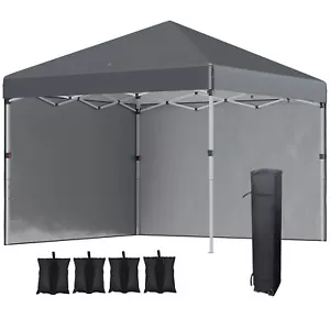 Outsunny 3x3 (M) Pop Up Gazebo Party Tent w/ 2 Sidewalls Weight Bags Refurbished - Picture 1 of 11