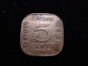 Ceylon British 5 Cents 1945 KGVI ලංකාව Sri Lanka ශ්‍රී ලංකාව World Coin g7580 - Bild 1 von 2