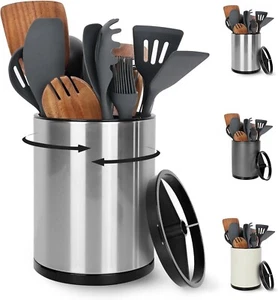 360° Rotating Kitchen Utensil Holder - Extra Large Stainless Steel Cooking Utens - Bild 1 von 5