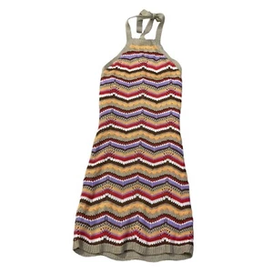 Vestido Halter Tejido SO Goods for Life Patrón Chevron Naranja Tostado Rojo Talla XS Extra - Imagen 1 de 8