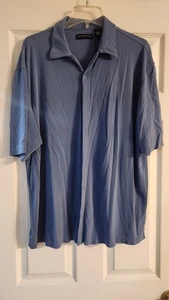 Jhane Barnes Mens 100% Silk Short Sleeve Blue Button Down Sz XL - Picture 1 of 9