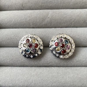 925 Sterling Silver Circle Burmese Spinel Stud Earrings Healing Gemstone Jewelry - Picture 1 of 5