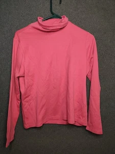 L.L.Bean Women’s Supima Cotton Turtleneck Long Sleeve Top Pink Size Med - Picture 1 of 4