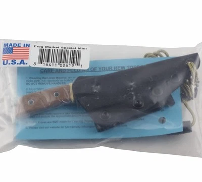 TOPS Frog Market Special Mini Fixed Blade Knife Tan Canvas Micarta Full Tang - Image 1 of 4