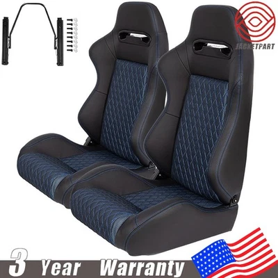 2 piezas asientos de carreras universales con deslizadores asientos con canastilla reclinables para Pontiac Foto 1 de 4