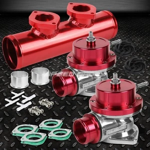 ADJUSTABLE TURBO BLOW OFF VALVE+DUAL TYPE S 2.5" FLANGE PIPE ADAPTOR PSI RED - Picture 1 of 11