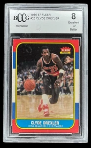 1986-87 Fleer Clyde Drexler Rookie BCCG 8 - Blazers Rockets Champ HOF - Picture 1 of 2
