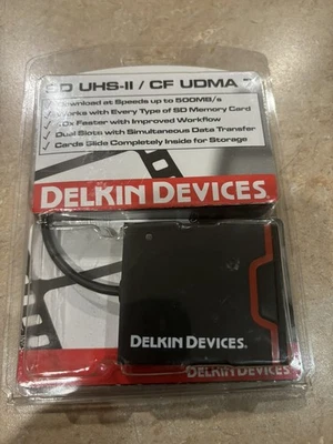 Delkin Devices USB 3.0 Dual Slot SD UHS-II CF Memory Card Reader Black New - Image 1 of 2