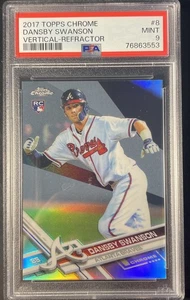 2017 TOPPS CHROME VERTICAL REFRACTOR #8 DANSBY SWANSON RC PSA 9 MINT - Picture 1 of 2