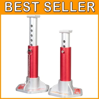 Soportes de gato de aluminio: capacidad de 3 toneladas, rojo/plateado Foto 1 de 4