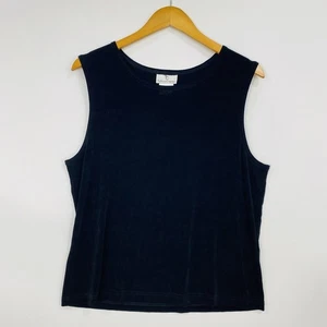 THE TRAVEL COLLECTION Traveler Shell Top XL Black Slinky Tank Top Round Neck - Picture 1 of 8