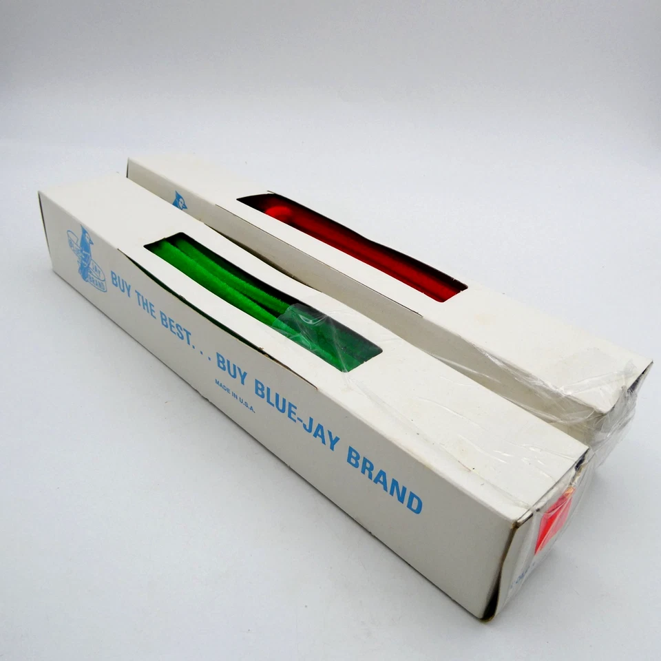VTG Blue Jay Brand Chenille Stems Pipe Cleaners 2 Open Boxes Red Green Christmas - Image 1 of 4