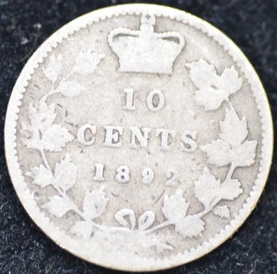 1892 GOOD .925 Sterling SILVER Canadian 10 cents - Image 1 of 2