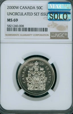 200O W CANADA  50 CENTS NGC MS69 MAC SOLO FINEST  SPOTLESS  . - Image 1 of 4