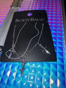 Body Rage Knife Anklet Silver Tone FASHION ANKLET CHAIN JEWELRY BLING CHARMS - Picture 1 of 3