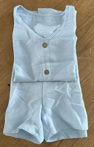 Women's Size 2XL Light Blue Shorts Set Elastic Band Shorts & Tank Shirt - A0008 - Picture 1 of 10