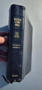 Master Study Bible 1983; KJV Holman; Black Bonded LEATHER Concordance Maps Encyc - Picture 1 of 8