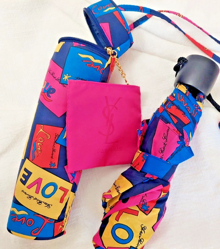 YSL Vintage Umbrella Yves Saint Laurent Showers Of Love Deluge Amour - NWOT Foto 1 de 4
