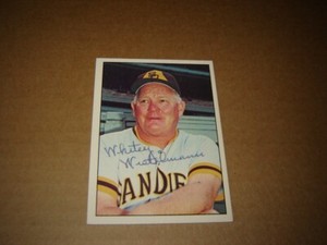 Whitey Wietelmann SIGNED 1975 SSPC # 598 baseball card San Diego Padres coach