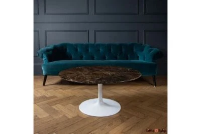 Tulip Round Coffee Table Emperador Marble Top Saarinen Inspired 90cm RRP £600 - Image 1 of 4