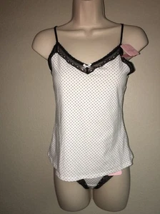 Affinitas 2pc Set Cami Panty Black White Polka Dot 886 883 NWT - Picture 1 of 7