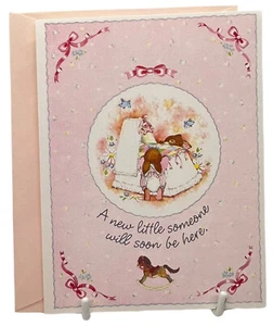 8 Vintage Andrew Brownsword Collection Bunnies Baby Girl Invitation Hallmark’s - Picture 1 of 9