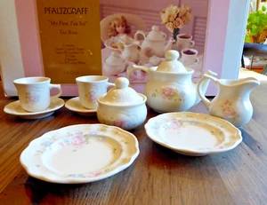 PFALTZGRAFF My First Tea Set Tea Rose Pattern Stoneware Pottery Child's Set Vntg - Picture 1 of 24