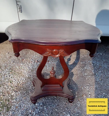 Mid Century Cherry Lyre Base End Table / Side Table  (ET243) - Image 1 of 3