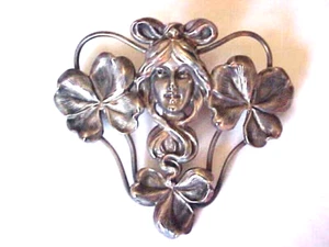 Riesige William Kerr Sterling Silber Dame in Kleeblättern Brosche - Bild 1 von 4
