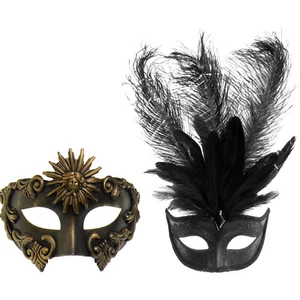 Black Gold Roman Emperor Mask with Black Mardi Gras Style for Party - Picture 1 of 1