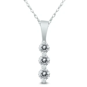 1/4 Carat TW Three Stone Diamond Pendant in 10K White Gold - Picture 1 of 5