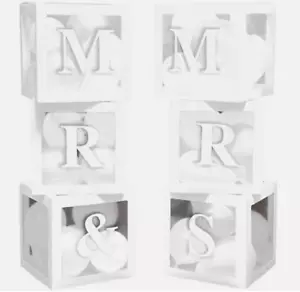 MR & MRS Balloon Boxes White Wedding Decoration Balloons Engagement Same Sex - Picture 1 of 6