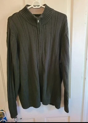 Suéter Haggar Para Hombres Manga Larga Cremallera Chaqueta Color Oliva Talla XXL Foto 1 de 3